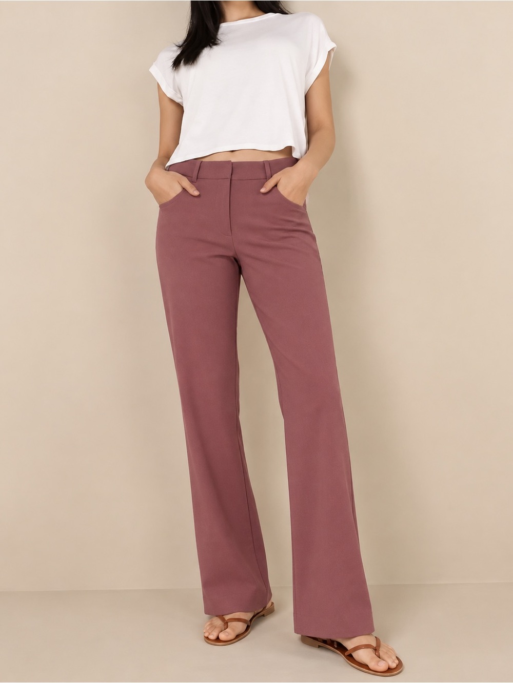 Express Columnist Boot High Rise Purple Dress Pants